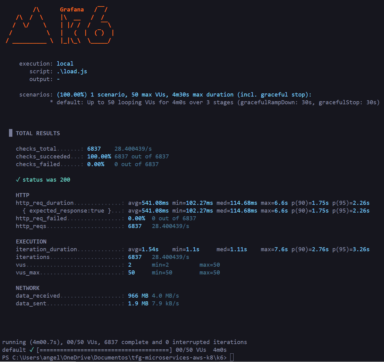 Output prueba de carga